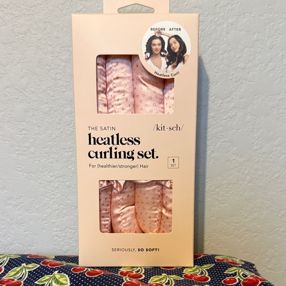 Kitsch Satin Heatless Curling Set - Soft Pink